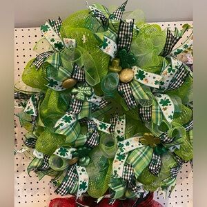St Patrick’s Day Green and Gold Shamrock Wreath